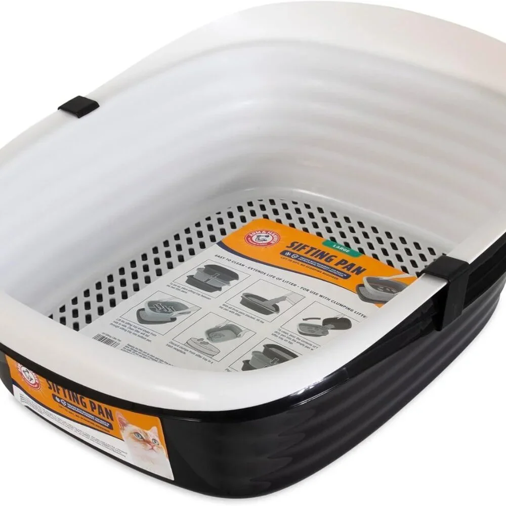 Large Sifting Plastic Cat Litter Box with Microban Odor Control Eco-Friendly